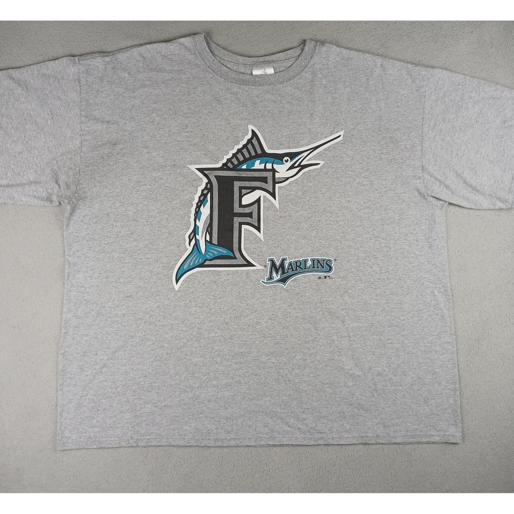 Adidas Florida Marlins T-Shirt Mens 2XL MLB Logo Heather Gray Baseball
